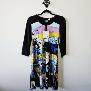 NEW Dolcezza Simply Art Dress Size S Abstract Wearable Art $155